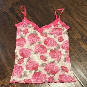 Victoria’s Secret sheer Floral Lace Trim Cami Top